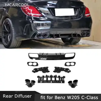 Устна дифузьор на задната броня от Полипропилен с топчета отработените газове за Mercedes-Benz C-Class W205 C43 C63 Седан с 4-Местен Спортен 2015-2020