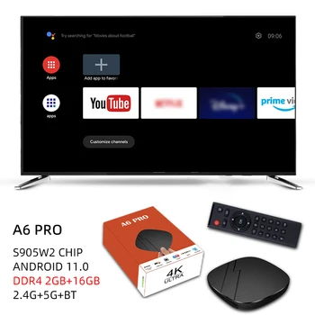 2023 A6 PRO Smart TV Box Amlogic S905W2 Android 11 2 GB 16 GB 4K HD Гласов асистент TV Box мултимедиен плейър телеприставка Android TV Box