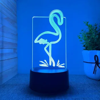Креативен лека нощ с Фламинго, 3D Лампа за оптични Илюзии, led USB Настолни Лампи, Стая за Деца, Коледен подарък за Рожден Ден
