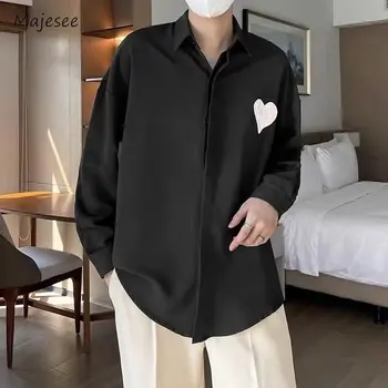 Мъжки ризи с геометричен дизайн, луксозни дневни универсални капаци за почивка в Корейски стил, Однобортные широки блузи с дълъг ръкав за пролет-есен