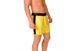 Шорти от 100% латекс, гума, Гумени 0,45 мм, жълти спортни панталони за костюмированной партита