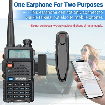 Безжична слушалка с Bluetooth ухо и зарядно устройство за Baofeng UV-5R UV-82 UV-17 UV-16 BF-888S Retevis TYT Kenwood Двустранно радио