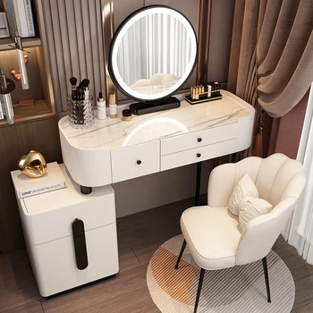 Лесен луксозен Тоалетка богат на функции спалня Съвременни битови Маси за грим Шкаф за съхранение на Проста мебели за спалня