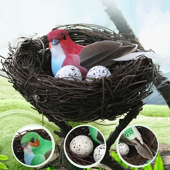 1 Комплект Реалистични пернати Птици с Гнездо, и птичи яйца, Изкуствени плавателни птици