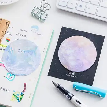 Бележник серия Starry Planet Кръгла форма, самозалепващи стикери, Офис бележки, Канцеларски материали, ученически пособия, бележник