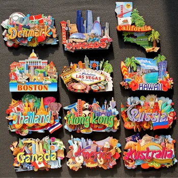 Сувенирни Магнити за Хладилник, за да пътуват по света, Австралия, Дания, Русия, Канада, САЩ, Тайланд, Китай Творчески Дървени Магнити За Хладилник