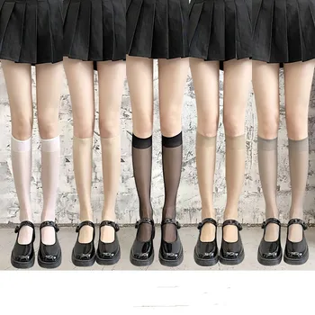 Чорапи дамски чорапогащи със средна дължина, със защита от довършителни, летни черни тънки чорапи ins tide с дълга тръбичка, jk, японски чорапогащи над коляното