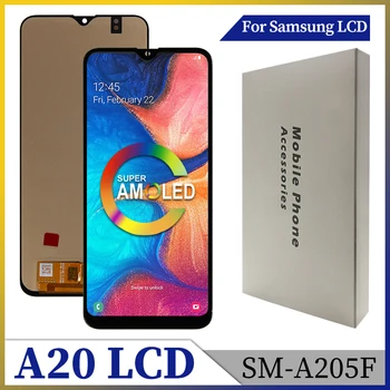 Super AMOLED На Samsung Galaxy A20 A205F LCD дисплей с Сензорен екран Дигитайзер възли За Samsung A20 A205F/DS резервни Части за LCD екрана