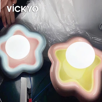 VICKYO Nordic Закрит Led монтиран на стената Лампа Творчески Цвете Стенен монтаж Осветително осветителни Тела нощна светлина За Хола Спални Домашно Осветление Декор