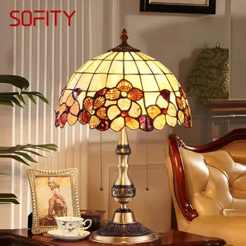 SOFITY Модерна Латунная настолна лампа Tiffany LED в европейския Ретро Стил, Луксозен Креативна настолна лампа във формата на миди, за дома, хол, спалня