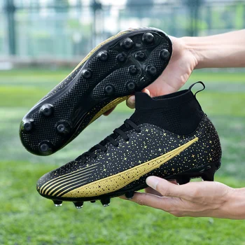 Новите Футболни обувки на големия Размер, с кръстосан горна част и дълги нокти, Улични Амортизационен Мини Дишащи футболни обувки за тренировки