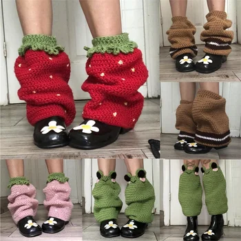 Дамски Кавайные възли Гамаши контрастен цвят, сладък чорапогащи до коляното, Эстетичные копчета за обувки, калъф за градинска дрехи, аксесоари за дрехи