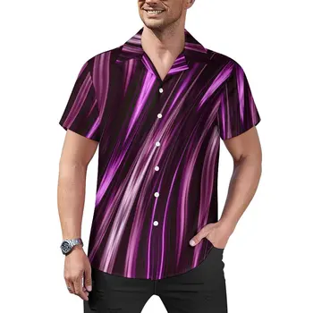 Плажна риза от фракталната мрамор, Хавайски ежедневни ризи с абстрактно принтом, мъжки модни блузи с къс ръкав, Дизайнерски дрехи Голям размер