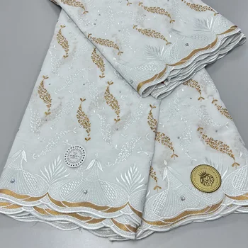2023 Цветове високо качество Африканска лейси тъкан Памучен плат С бродерия на Конфедерация завесата Дантела с камъни Нигерийски дантелен плат