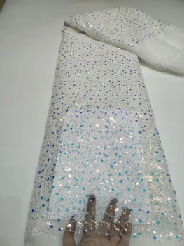 Африканска лейси плат с Високо качество 2022 Сватбена секси вечерна рокля в Нигерия стил, с блестящ мрежа от френски тюл