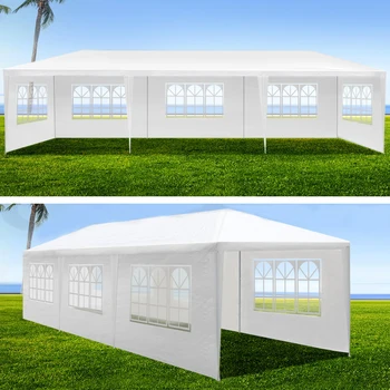 10 'x30' Палатка за сватбени партита, градинска беседка с 8 подвижни страници, по-дебела тръба и плат, Двор, Двор, Сватбената беседка