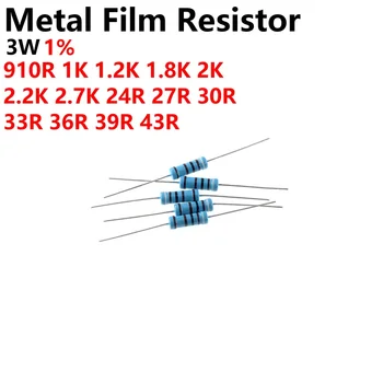 50ШТ 3 W Метален филмът резистор 1R 10R R 4,7 3,3 R 22R 24R 30R 33R 47R 68R 100R 220R 200R 330R 470R 680R 1K 10K 4,7 K K 470K -1M 1%