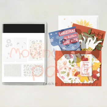 MP837 Зимни Коледни листа, Цветни Шаблони, за да проверите за scrapbooking, Набор от пластмасови шаблон за Коледни картички, албуми, занаяти и интериор