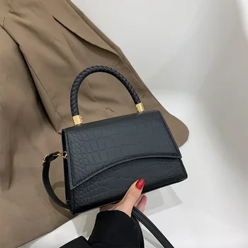 Нова Однотонная чанта през рамо от изкуствена кожа, Модерен Дизайнерски чанти с дръжка отгоре, чанти за жени, Ежедневни чанти през рамо