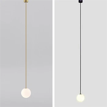 Модерните висящи лампи с директен стълб за всекидневната, Млечно-бялата стъклена топка, Кухненски висящи лампи, Скандинавски Дизайн, с Отделна лампа