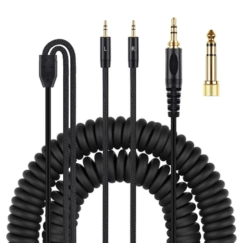 Еластичен кабел за слушалки с двоен жак 3,5 мм за Denon AH-D7100 7200 D600 Осигурява надеждна кацане и кристално чист звук