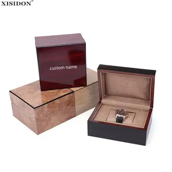 Висококачествена кутия за часовници от масивна дървесина, Висококачествена кутия за опаковане на механични часовници с Турбийоном, Ковчег за печене с боя за пиано, Органайзер за часа