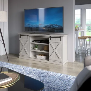 Модерна поставка за телевизор в фермерска къща, с плъзгащи се врати на хамбара за телевизори с размер до 70 см, 63,38x15,50x31,88 см