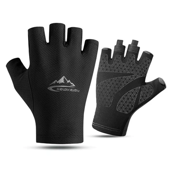 Дишащи велосипедни ръкавици на половината от пръста си за каране на колело, риболов, бягане и спорт на открито, защита от uv и против хлъзгане