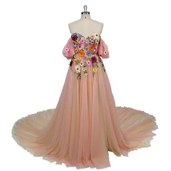 Дантелено рокля за абитуриентски бал с бродерия на цветя, Дантелени рокли за партита, Елегантна рокля за фотосесия YW231013