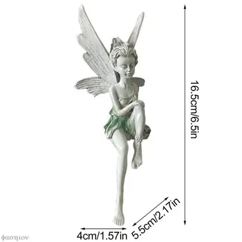 Статуята на ангела, Скулптура цветя феите, Озеленяване на градината, Артистична декорация в двора, Турек от смола, Седнала статуя, статуя Ангела на открито, занаяти
