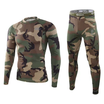 Мъжки комплекти термобелья, военни камуфляжные тактически долни гащи за фитнес, компресия спортни костюми за джогинг, марка дрехи