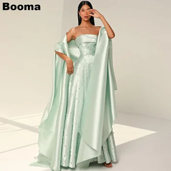 Booma Мятно-зелени Елегантни вечерни рокли Трапецовидна форма, без презрамки, дамски официални рокли, с петна, Саудитска Арабия, Сватба парти, рокля за абитуриентски бал, гала