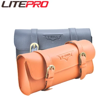 Litepro Кожена Ретро Водоустойчив Предната чанта за съхранение, Сгъваеми Велосипеди на Волана, Преносими висящи чанти