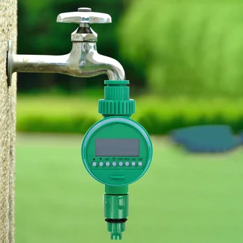 Устройство за контрол на водата с LCD дисплей, Градински таймер за подаване на вода, Автоматичен Външен Траен зелен Преносим интелигентен инструмент за капкова система