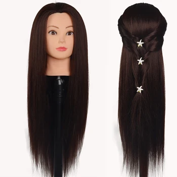 Главата на обучението кукла-манекен с косата 65 см за прически, Фризьорски салони, женската козметика, главата на куклата Със стойка-статив за избор