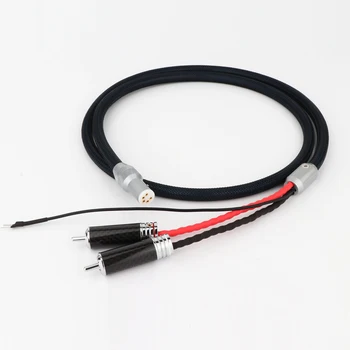 Висококачествен Тонармный кабел от 100% чисто Сребро Din-2RCA, Свързващ Екранировка Тонармовый фоно-кабел