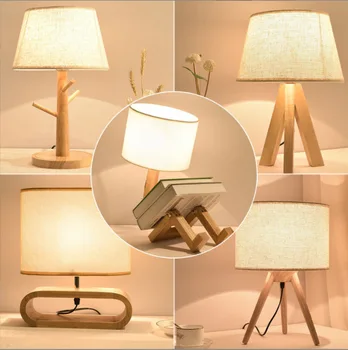 Креативна Настолна Лампа Във Формата на Дървена Робот LED Nordic Art Настолни Лампи/Защита на Очите За Четене и Спални Тенис лека нощ Home Decor
