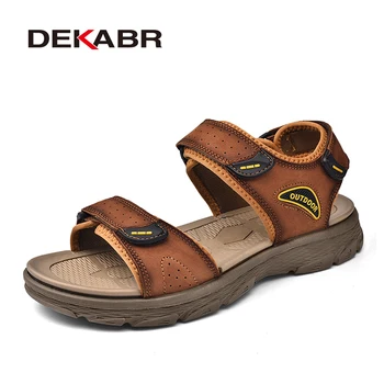Летни мъжки сандали на марката DEKABR, мъжки чехли от естествена кожа, мъжки плажни сандали, меки удобни обувки за ходене на открито 38-45