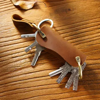 Ключодържател-Органайзер от естествена Телешка кожа, Компактен Държач за ключове, Чанта за съхранение, Мъжки Дамски Икономка, калъф за ключове от автомобил
