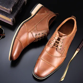 Брандираната мъжки обувки, Oxfords най-високо качество, мъжки модела обувки от естествена кожа в британския стил, Бизнес официалната обувки, мъжки обувки на плоска подметка, големи размери 50