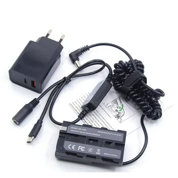 Зарядно устройство PD USB Type-C Power + Манекен серия NP-F F550 F750 F960 F980 Свързващ Пружинен кабел Подходящ DK-415 За фотоапарат Sony AC-VL1