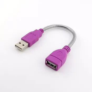 Нов USB разклонител, 1 бр., лилаво USB 2.0 A, plug до гнездото, удължител, гъвкав метален кабел и поставка 15 см