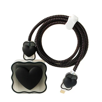 Линия за предаване на данни за Управление на Зарядното Устройство Протектор Комплект Във Формата на Сърце Сладък Кабел за защита от Ухапвания Спирален кабел Ръкав калъф подходящ за iPhone 18 W 20 W