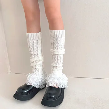 Японски есенно-зимни Нови многослойни терлици райе с дантела Jk Academy, чорапи с предното дрямка, Чорапи с слоновьей крак