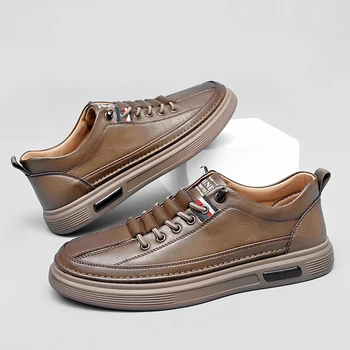 Класическа брандираната мъжки кожени обувки на дебела подметка, мъжки оксфордские обувки в стил Ретро, мъжки градинска бизнес ежедневни обувки, мъжки маратонки