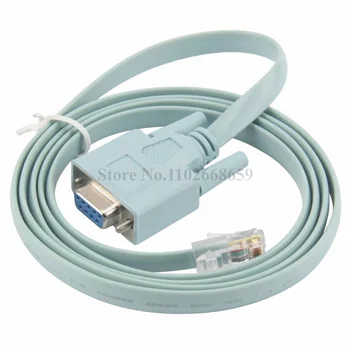 100 бр./лот Мрежов кабел с конектор DB9 към RJ45 за суич Cisco рутер, Син на конзолата кабел за сериен порт, кабел за разтоварване, сериен