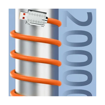 Течен силиконов кабел Type-C с мощност 120 W, 6A, с бърз USB кабел за смартфон, линия за предаване на данни Pixel Bold, оранжево 1,5 м