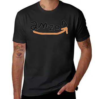 Нова тениска AMZON, реколта тениска за момче с черна тениска, тениски за любителите на спорта, тениски за мъже