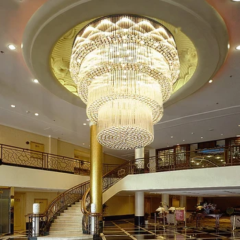 Полилей фоайето на хотела, банкетна зала, кристално осветление, произведено по поръчка, продажби, проектиране на осветителни тела за сладкиш на масата