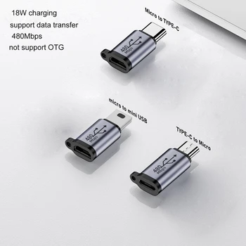 P82F Адаптер Micro USB to Mini USB TypeC, женски конвертор Micro USB за мъже